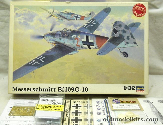 Hasegawa 1/32 Messerschmitt Bf-109 G-10 with Dragon PE Parts /  BarracudaCast Wheels / Eagle Editions Oil Radiator Fairing /  Microscale Decals / EagleCals Decal (Bf109G10), ST22 plastic model kit